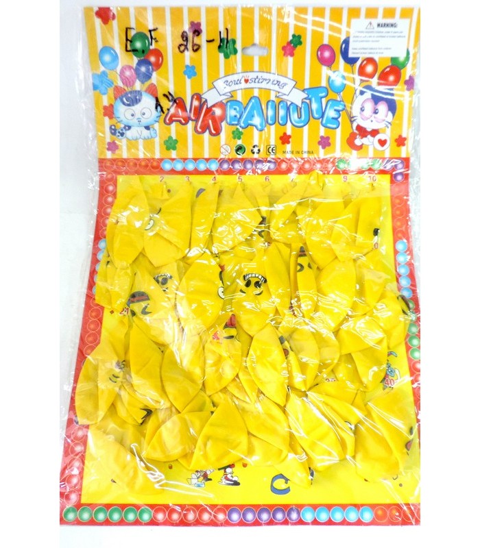 Надувные шарики на листе 40 шт Желтый Смайл 10"/25 см EF26-11