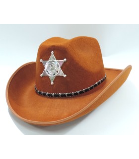 Шляпа шерифа с кокардой Коричневая EF45-8 купить оптом