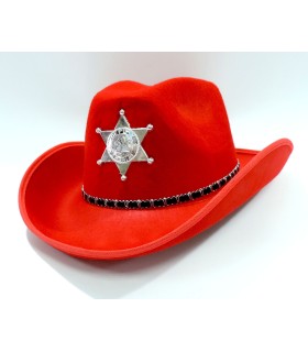 Капелюх шерифа з кокардою Червона EF45-8 купити оптом