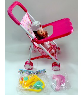 Дитячі іграшки лялька з дитячою коляскою червона B9-35 купити