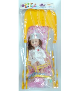Дитячі іграшки лялька з дитячою коляскою жовта B9-35 купити