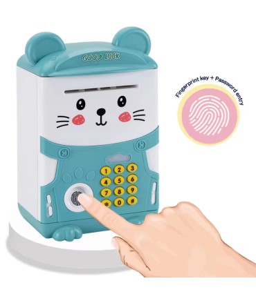Копилка сейф с кодовым замком и отпечатком пальца Кот/Кошка