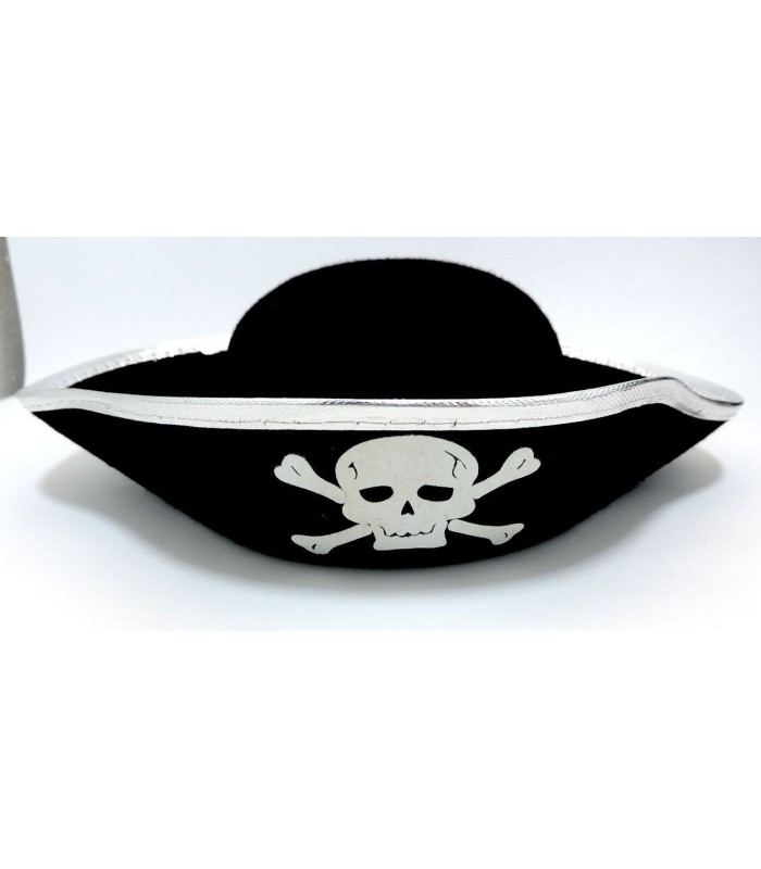 Шляпы карнавальные пиратские треуголка Веселый Роджер серебро