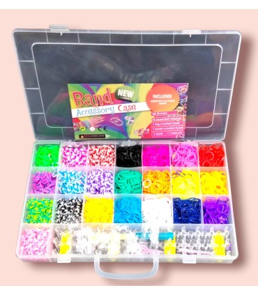 Дитячі набори резинок для плетіння браслетів у валізі 22 кольори + P1-5