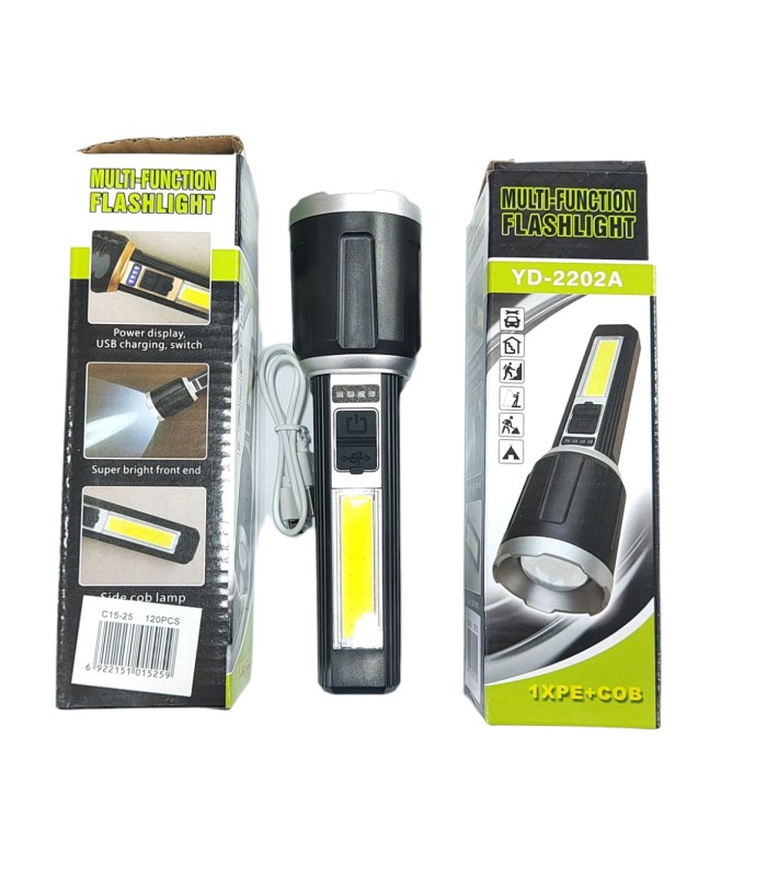 Аккумуляторные фонарики YD-2202A 1XPE+COB C15-25 купить оптом