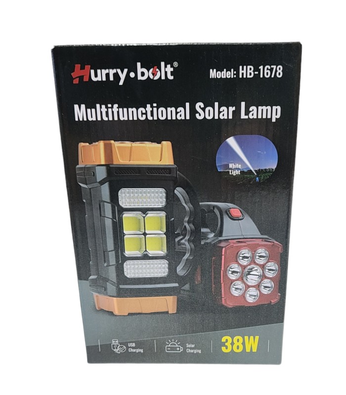 Повербанк фонарик с солнечной панелью 38 W Hurry Bolt HB-1678