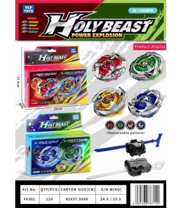 Набір Beyblade X: X-Mighty Mage VS X-Wild Wolf Blue та набір X-Faire Dragon VS X-Wild Wolf Green P2-7 оптом, Beyblade , 3,80 $