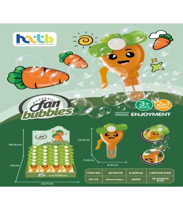 Дитячі ручні вентилятори з мильними бульбашками Морковка SK25-8 оптом, Китайские игрушки оптом , 0,58 $