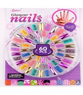 Детский маникюрный набор накладных ногтей 60 шт Glamour Nails SK35-43 оптом, Fashion Jewelry , 1,10 $