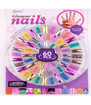 Дитячий манікюрний набір накладних нігтів 60 шт Glamour Nails SK35-43 оптом, Fashion Jewelry , 1,10 $