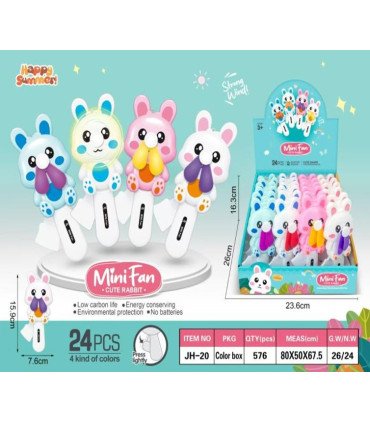 Детский ручной вентилятор Кролик Bunny 16 см AA7-7