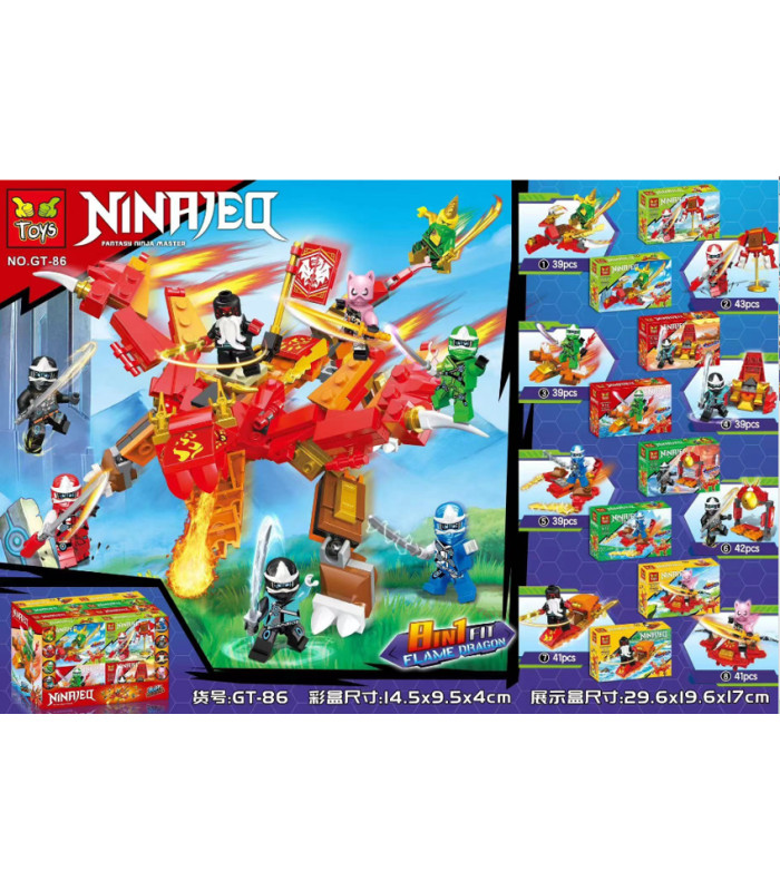 Конструктори НіндзяГо Вогняний Дракон 8in1 Ninja Go Flame Dragon GT-86 AA17-11