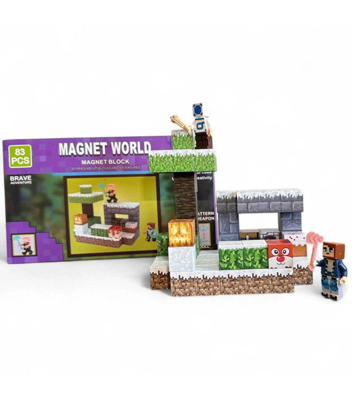 Магнітні конструктори Майнкрафт Minecraft Magnet World 83 PCS з 2 фігурками AA15-7