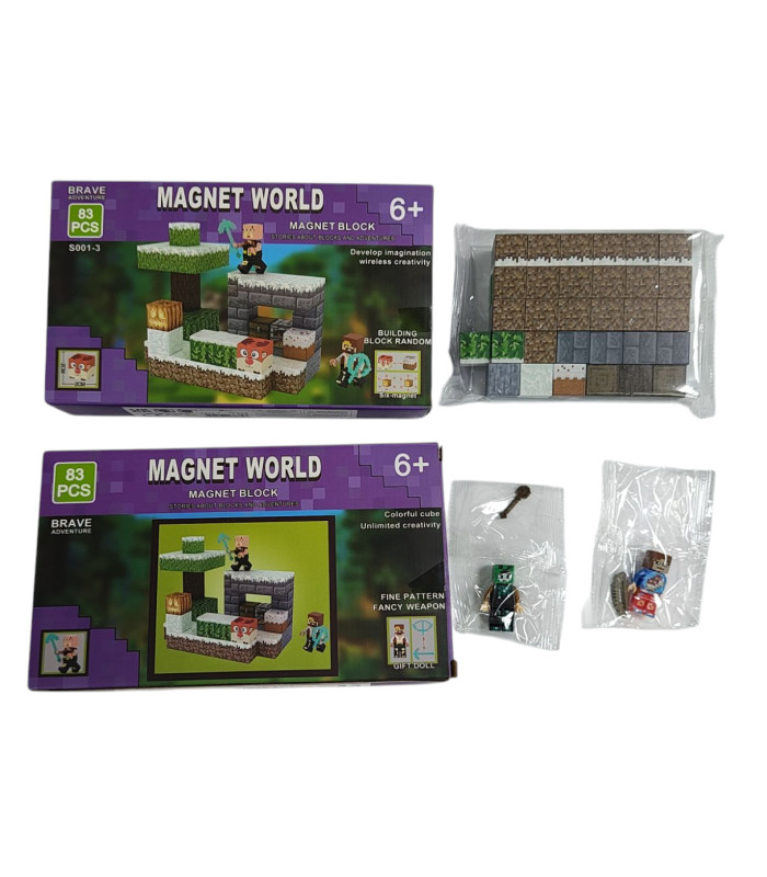 Магнитные конструкторы Майнкрафт Minecraft Magnet World 83 PCS с 2 фигурками AA15-7 оптом, Minecraft , 11,90 $