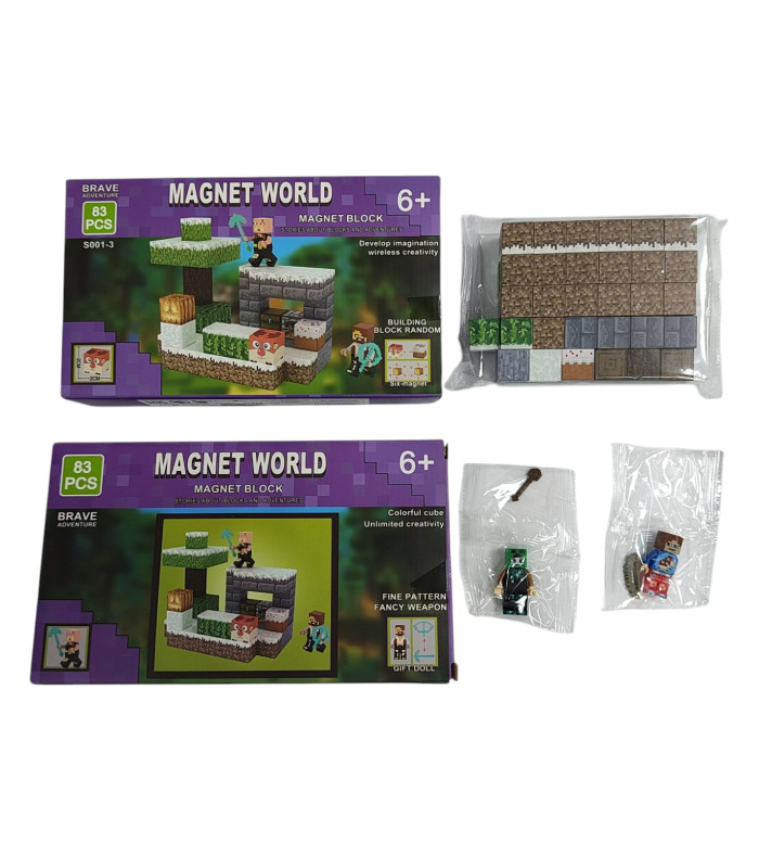Магнитные конструкторы Майнкрафт Minecraft Magnet World 83 PCS с 2 фигурками AA15-7 оптом, Minecraft , 11,90 $