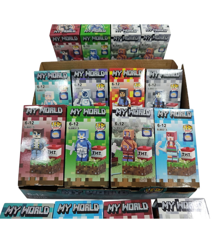 Подарочные наборы Майнкрафт с фигуркой и оружием My Word LED Minecraft Magnet светящийся AA15-1 оптом, Minecraft , 0,90 $