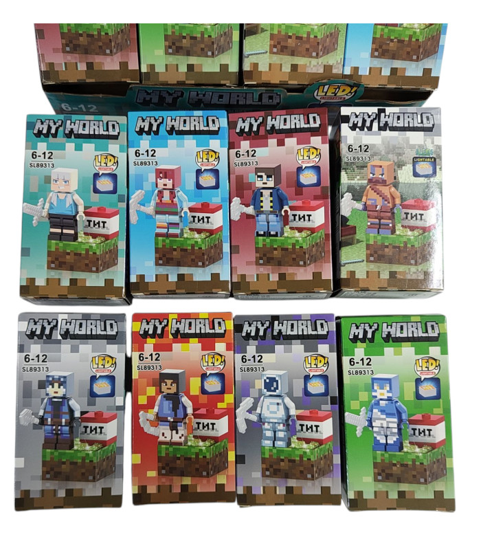 Подарочные наборы Майнкрафт с фигуркой и оружием My Word LED Minecraft Magnet светящийся AA15-1 оптом, Minecraft , 0,90 $