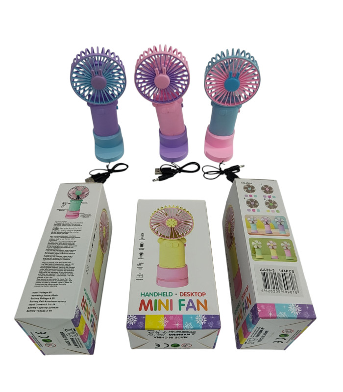 Ручной аккумуляторный вентилятор Mini Fan с подставкой Кролик AA26-3