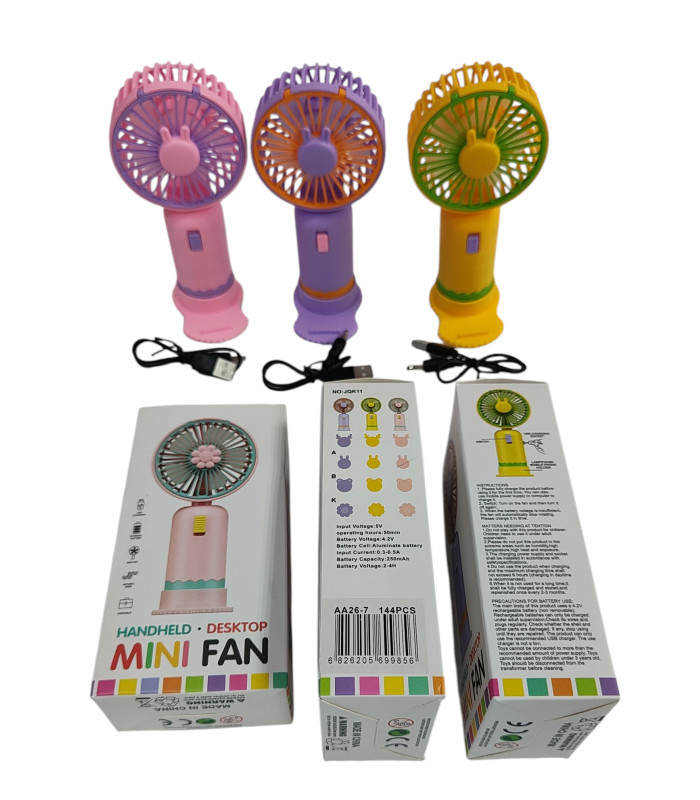 Акумуляторний вентилятор Mini Fan з підставкою Кролик AA26-7