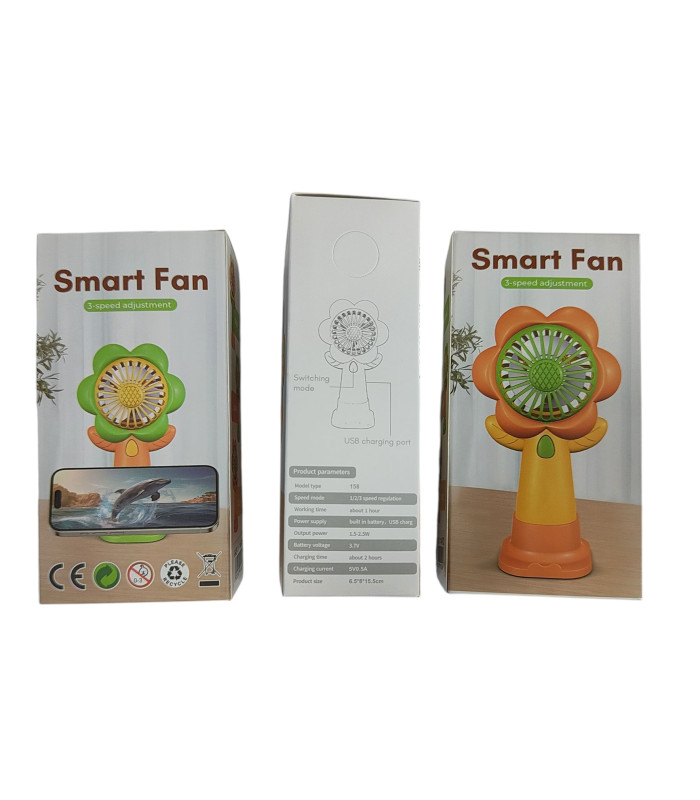 Аккумуляторный вентилятор Mini Fan с подставкой для смартфона Подсолнух AA26-11