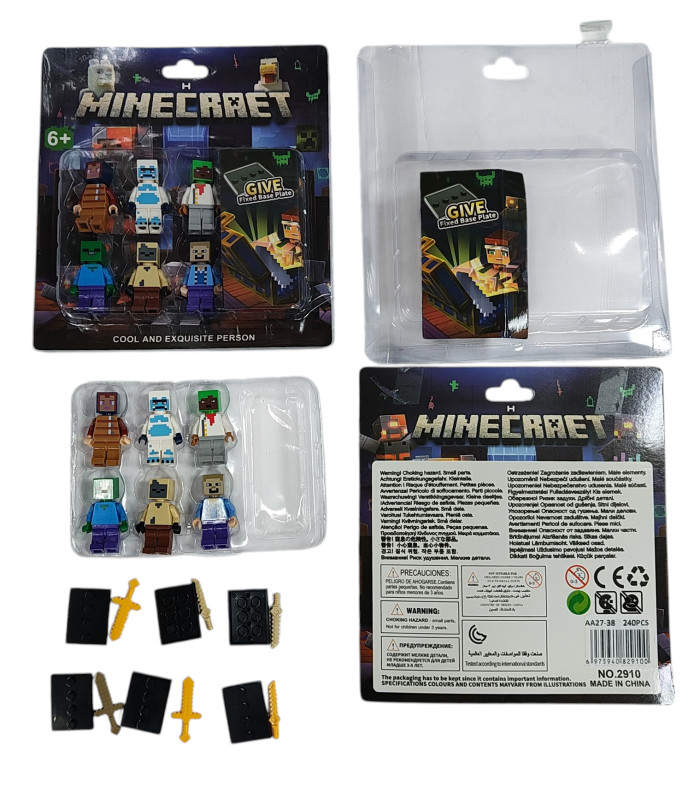Фигурки Майнкрафт на блистере с оружием Minecraft 6in1 AA27-38 оптом, Minecraft , 2,00 $