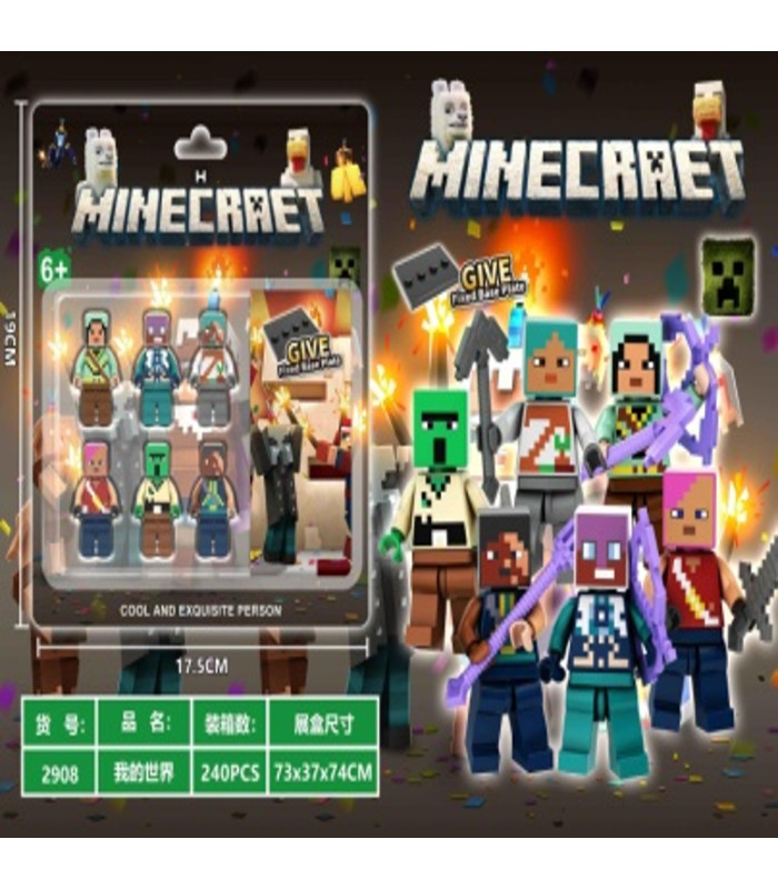 Фігурки Майнкрафт на блістері зі зброєю Minecraft 6in1 AA27-36 оптом, Minecraft , 2,00 $