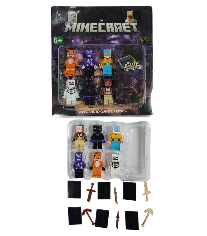 Фігурки Майнкрафт на блістері зі зброєю Minecraft 6in1 AA27-35