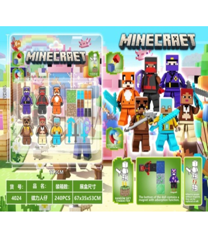 Набір магнітних фігурок Minecraft зі зброєю Майнкрафт 6in1 AA27-9 оптом, Minecraft , 2,80 $