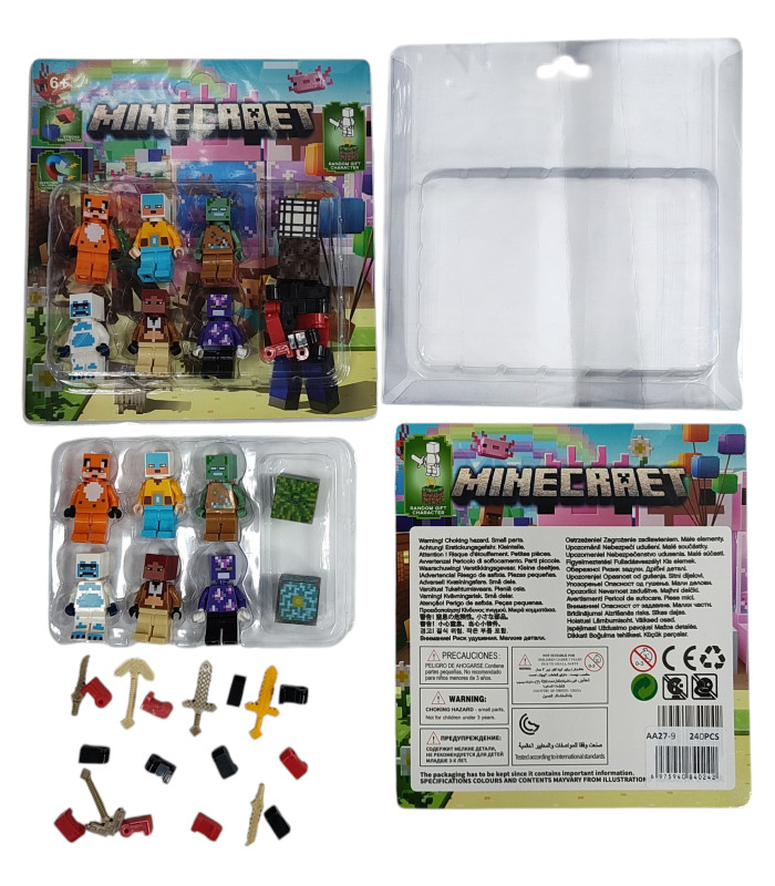 Набор магнитных фигурок Minecraft с оружием Майнкрафт 6in1 AA27-9 оптом, Minecraft , 2,80 $