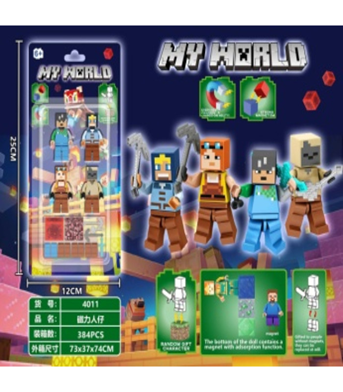 Наборы магнитных фигурок Minecraft с оружием 4in1 AA27-14 оптом, Minecraft , 2,20 $
