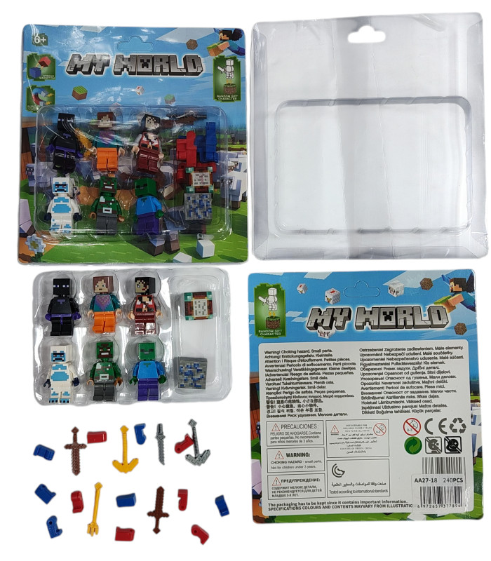 Магнитные фигурки Minecraft с оружием Майнкрафт 6in1 AA27-18 оптом, Minecraft , 2,80 $
