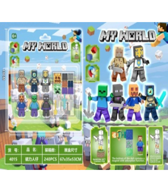 Магнитные фигурки Minecraft с оружием Майнкрафт 6in1 AA27-18 оптом, Minecraft , 2,80 $