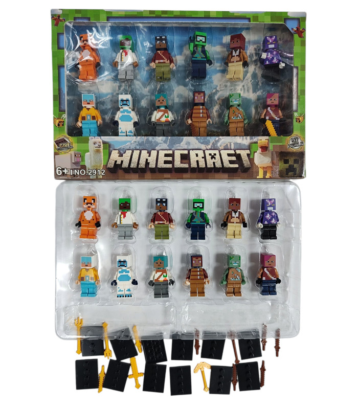 Набор фигурок Minecraft с оружием 12in1 AA27-24 оптом, Minecraft , 3,85 $