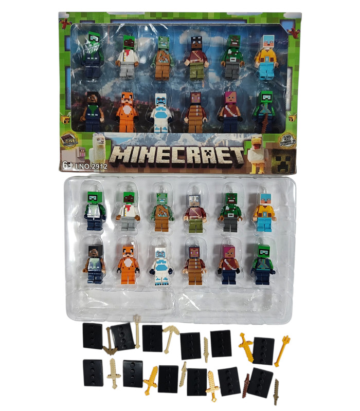 Подарочный набор фигурок Minecraft с оружием 12in1 AA27-25 оптом, Minecraft , 3,85 $