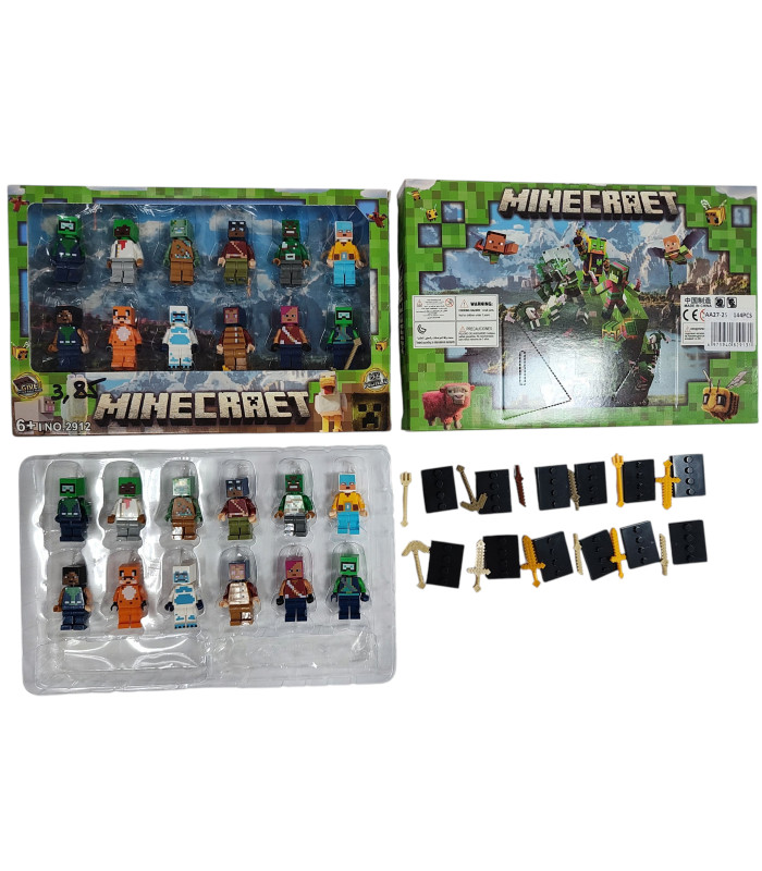 Подарочный набор фигурок Minecraft с оружием 12in1 AA27-25 оптом, Minecraft , 3,85 $