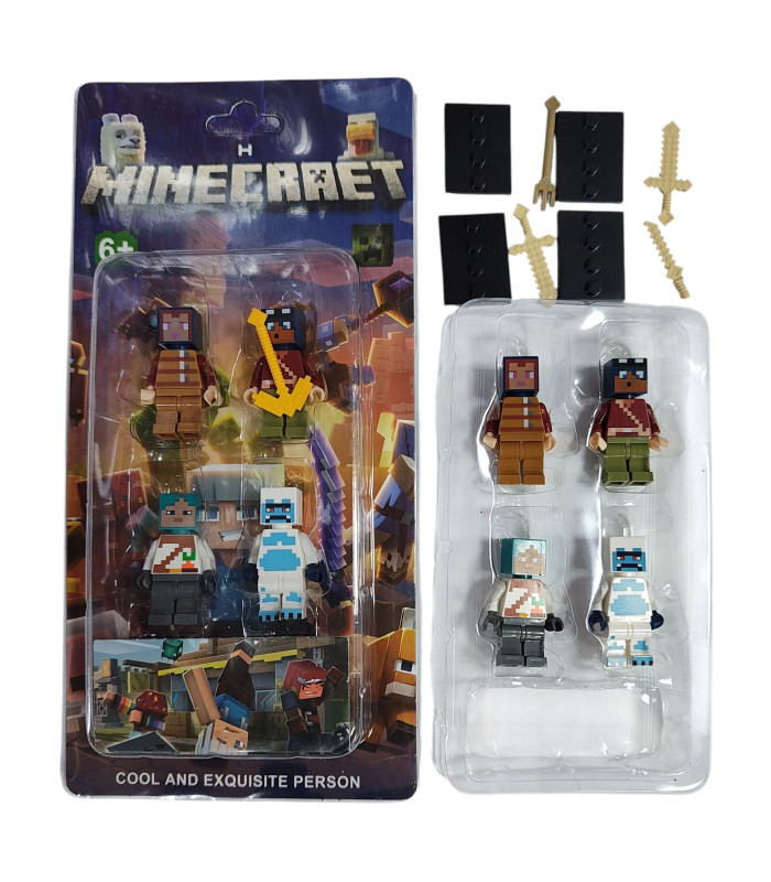 Ігрові набори фігурок Minecraft зі зброєю 4in1 AA27-32 оптом, Minecraft , 1,60 $
