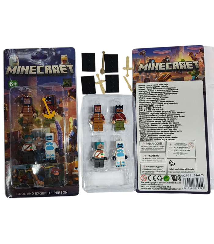 Ігрові набори фігурок Minecraft зі зброєю 4in1 AA27-32 оптом, Minecraft , 1,60 $