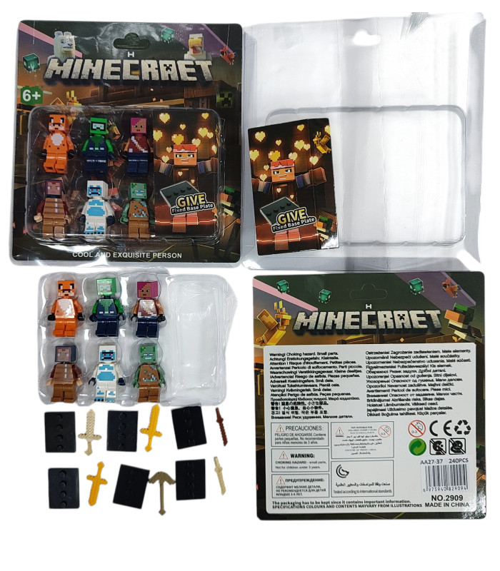 Коллекционные фигурки Minecraft с оружием Майнкрафт 6 в 1 AA27-37 оптом, Minecraft , 2,00 $
